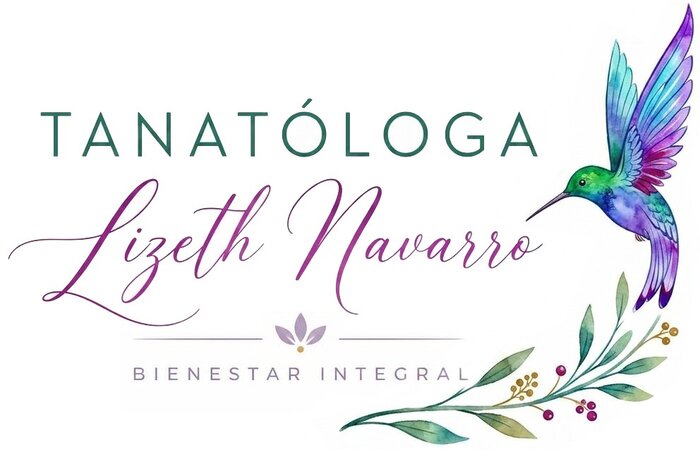 Logotipo de Lizeth Navarro, Tanatóloga y Bienestar Integral, con un colibrí en acuarela